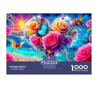 Jigsaw Puzzle Per Adulti E Bambini 1000 Pezzi Cuore di rose sulla spiaggia Puzzle 52x38cm/1000pcs Decompressione E Regalo Puzzle Giochi Per Famiglia DIY