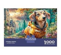 Jigsaw Puzzle Per Adulti E Bambini 1000 Pezzi Dachshund in un vibrante villaggio illuminato dal sole Puzzle 52x38cm/1000pcs Decompressione E Regalo Puzzle Giochi Per Famiglia Cardboard