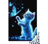 Jigsaw Puzzle Per Adulti E Bambini 1000 Pezzi Farfalle Gattino Blu Puzzle 52x38cm/1000pcs Regali Puzzle Giochi Per Famiglia Cardboard