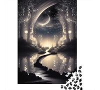 Jigsaw Puzzle Per Adulti E Bambini 1000 Pezzi Foresta magica illuminata dalla luna Puzzle 52x38cm/1000pcs Decompressione E Regalo Puzzle Giochi Giocattolo Antistress Cardboard