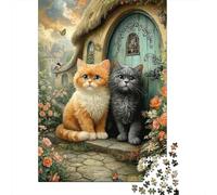 Jigsaw Puzzle Per Adulti E Bambini 1000 Pezzi Gatti in Cottage favola Puzzle 70x50cm/1000pcs Decompressione E Regalo Puzzle Giochi Giocattolo Antistress DIY