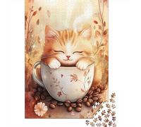 Jigsaw Puzzle Per Adulti E Bambini 1000 Pezzi Gatto carino in tazza Puzzle 70x50cm/1000pcs Decompressione E Regalo Puzzle Giochi Giocattolo Antistress DIY