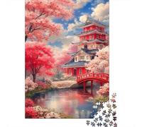 Jigsaw Puzzle Per Adulti E Bambini 1000 Pezzi Giardino della Pagoda Rossa Puzzle 52x38cm/1000pcs Decompressione E Regalo Puzzle Giochi Per Famiglia Cardboard