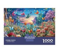 Jigsaw Puzzle Per Adulti E Bambini 1000 Pezzi Giardino incantato con piante luminose e farfalle Puzzle 38x26cm/1000pcs Regali Puzzle Giochi Giocattolo Antistress Cardboard