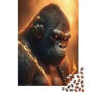 Jigsaw Puzzle Per Adulti E Bambini 1000 Pezzi Gorilla con cuffie Puzzle 52x38cm/1000pcs Decompressione E Regalo Puzzle Giochi Per Famiglia DIY