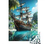 Jigsaw Puzzle Per Adulti E Bambini 1000 Pezzi Isola della nave pirata Puzzle 70x50cm/1000pcs Decompressione E Regalo Puzzle Giochi Giocattolo Antistress Cardboard