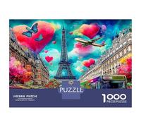 Jigsaw Puzzle Per Adulti E Bambini 1000 Pezzi La Torre Eiffel in una vivace scena parigina Puzzle 52x38cm/1000pcs Decompressione E Regalo Puzzle Giochi Per Famiglia Cardboard