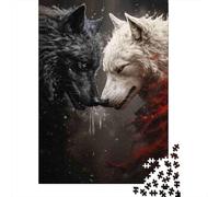 Jigsaw Puzzle Per Adulti E Bambini 1000 Pezzi Lupi bianchi neri Puzzle 70x50cm/1000pcs Decompressione E Regalo Puzzle Giochi Giocattolo Antistress Cardboard