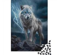 Jigsaw Puzzle Per Adulti E Bambini 1000 Pezzi Lupo nella tempesta Puzzle 52x38cm/1000pcs Decompressione E Regalo Puzzle Giochi Per Famiglia DIY