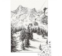 Jigsaw Puzzle Per Adulti E Bambini 1000 Pezzi Montagna-BlackWhiteSketchStyle Puzzle 38x26cm/1000pcs Regali Puzzle Giochi Per Famiglia DIY