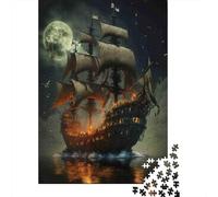 Jigsaw Puzzle Per Adulti E Bambini 1000 Pezzi Nave fantasma Moonlight Puzzle 38x26cm/1000pcs Decompressione E Regalo Puzzle Giochi Per Famiglia Cardboard