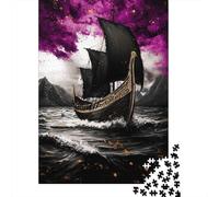 Jigsaw Puzzle Per Adulti E Bambini 1000 Pezzi nave vichinga a vela Puzzle 38x26cm/1000pcs Regali Puzzle Giochi Per Famiglia Cardboard