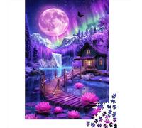 Jigsaw Puzzle Per Adulti E Bambini 1000 Pezzi notte della luna viola Puzzle 52x38cm/1000pcs Regali Puzzle Giochi Giocattolo Antistress Cardboard