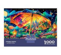 Jigsaw Puzzle Per Adulti E Bambini 1000 Pezzi Ombrello colorato sulla strada verso un castello magico Puzzle 70x50cm/1000pcs Decompressione E Regalo Puzzle Giochi Per Famiglia Cardboard