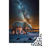 Jigsaw Puzzle Per Adulti E Bambini 1000 Pezzi Orso polare sotto le stelle Puzzle 38x26cm/1000pcs Regali Puzzle Giochi Giocattolo Antistress DIY