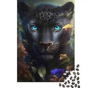 Jigsaw Puzzle Per Adulti E Bambini 1000 Pezzi Pantera Nera Occhi Blu Puzzle 52x38cm/1000pcs Regali Puzzle Giochi Per Famiglia Cardboard