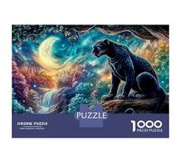 Jigsaw Puzzle Per Adulti E Bambini 1000 Pezzi Pantera Nera Sotto Luna Cosmica Puzzle 38x26cm/1000pcs Decompressione E Regalo Puzzle Giochi Per Famiglia DIY