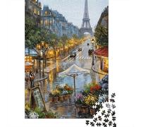 Jigsaw Puzzle Per Adulti E Bambini 1000 Pezzi Paris Scena di strada piovosa Puzzle 52x38cm/1000pcs Regali Puzzle Giochi Giocattolo Antistress Cardboard