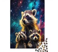 Jigsaw Puzzle Per Adulti E Bambini 1000 Pezzi Raccoon nello spazio Puzzle 52x38cm/1000pcs Decompressione E Regalo Puzzle Giochi Giocattolo Antistress DIY