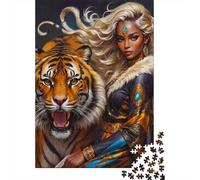 Jigsaw Puzzle Per Adulti E Bambini 1000 Pezzi Regina guerriera tigre Puzzle 38x26cm/1000pcs Decompressione E Regalo Puzzle Giochi Per Famiglia Cardboard