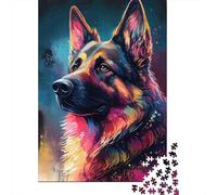 Jigsaw Puzzle Per Adulti E Bambini 1000 Pezzi Ritratto del pastore tedesco vibrante Puzzle 52x38cm/1000pcs Decompressione E Regalo Puzzle Giochi Per Famiglia Cardboard