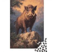 Jigsaw Puzzle Per Adulti E Bambini 1000 Pezzi Ritratto di cinghiale selvatico Puzzle 38x26cm/1000pcs Decompressione E Regalo Puzzle Giochi Giocattolo Antistress DIY