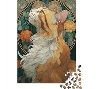 Jigsaw Puzzle Per Adulti E Bambini 1000 Pezzi Ritratto di gatto Art Nouveau Puzzle 38x26cm/1000pcs Decompressione E Regalo Puzzle Giochi Giocattolo Antistress Cardboard