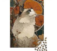 Jigsaw Puzzle Per Adulti E Bambini 1000 Pezzi Ritratto di gatto Art Nouveau Puzzle 38x26cm/1000pcs Decompressione E Regalo Puzzle Giochi Giocattolo Antistress Cardboard