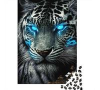 Jigsaw Puzzle Per Adulti E Bambini 1000 Pezzi Ritratto di tigre occhi blu Puzzle 38x26cm/1000pcs Regali Puzzle Giochi Giocattolo Antistress Cardboard