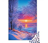Jigsaw Puzzle Per Adulti E Bambini 1000 Pezzi Scena del tramonto invernale Puzzle 38x26cm/1000pcs Decompressione E Regalo Puzzle Giochi Giocattolo Antistress DIY