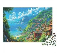 Jigsaw Puzzle Per Adulti E Bambini 1000 Pezzi Scena del villaggio costierory Puzzle 38x26cm/1000pcs Regali Puzzle Giochi Giocattolo Antistress Cardboard