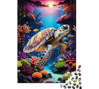 Jigsaw Puzzle Per Adulti E Bambini 1000 Pezzi Scena della barriera corallina della tartaruga marina Puzzle 38x26cm/1000pcs Decompressione E Regalo Puzzle Giochi Per Famiglia DIY