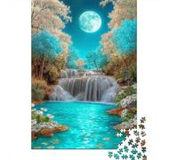 Jigsaw Puzzle Per Adulti E Bambini 1000 Pezzi Scena della cascata illuminata dalla luna Puzzle 38x26cm/1000pcs Regali Puzzle Giochi Per Famiglia Cardboard