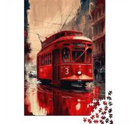 Jigsaw Puzzle Per Adulti E Bambini 1000 Pezzi Scena della città del tram rosso Puzzle 38x26cm/1000pcs Regali Puzzle Giochi Giocattolo Antistress Cardboard