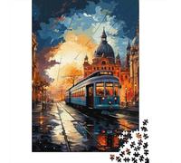 Jigsaw Puzzle Per Adulti E Bambini 1000 Pezzi Scena della città del tram vintage Puzzle 52x38cm/1000pcs Decompressione E Regalo Puzzle Giochi Giocattolo Antistress Cardboard