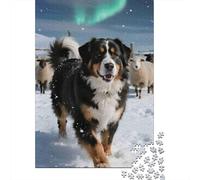 Jigsaw Puzzle Per Adulti E Bambini 1000 Pezzi Snowy Dog pastoraggio pecore Puzzle 52x38cm/1000pcs Regali Puzzle Giochi Per Famiglia Cardboard