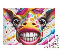 Jigsaw Puzzle Per Adulti E Bambini 1000 Pezzi Sorriso Giraffe colorato Puzzle 52x38cm/1000pcs Decompressione E Regalo Puzzle Giochi Giocattolo Antistress Cardboard