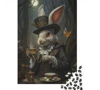 Jigsaw Puzzle Per Adulti E Bambini 1000 Pezzi tè coniglio Steampunk Puzzle 70x50cm/1000pcs Decompressione E Regalo Puzzle Giochi Per Famiglia Cardboard