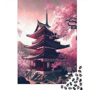 Jigsaw Puzzle Per Adulti E Bambini 1000 Pezzi Tempio giapponese Sakura Puzzle 38x26cm/1000pcs Decompressione E Regalo Puzzle Giochi Per Famiglia Cardboard