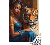 Jigsaw Puzzle Per Adulti E Bambini 1000 Pezzi Tigre Regina Ritratto Puzzle 52x38cm/1000pcs Decompressione E Regalo Puzzle Giochi Per Famiglia Cardboard