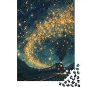 Jigsaw Puzzle Per Adulti E Bambini 1000 Pezzi Treno notturno stellato Puzzle 38x26cm/1000pcs Regali Puzzle Giochi Per Famiglia Cardboard