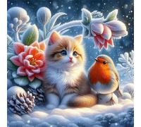 Jigsaw Puzzles 120 Pieces, Jigsaws Winter Cat Birds 120 Piece jigsaw puzzles for Adults, Challenge High Difficulty Family Puzzle Game 45x45cm/18x18inch