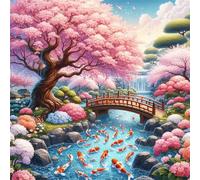 Jigsaw Puzzles 200 Pieces, Jigsaws Garden Koi Bridge 200 Piece jigsaw puzzles for Adults, Challenge High Difficulty Family Puzzle Game 28x28cm/11x11inch