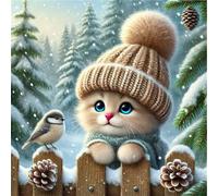 Jigsaw Puzzles 300 Pieces, Jigsaws Winter Fence Cat 300 Piece jigsaw puzzles for Adults, Challenge High Difficulty Family Puzzle Game 35x35cm/14x14inch