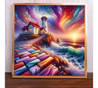 Jigsaw Puzzles 35 Pieces, Jigsaws Lighthouse Fantasy Sea 35 Piece jigsaw puzzles for Adults, Challenge High Difficulty Family Puzzle Game 30x30cm/12x12inch