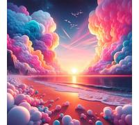 Jigsaw Puzzles For Adults 100 Piece,35x35 cm puzzle for adults Educational Game Challenge Toy 100 Pieces puzzles for Adult Home Decoration Puzzle (Colorful Clouds Sunset Scenery)