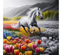 Jigsaw Puzzles For Adults 1000 Piece,65x65 cm puzzle for adults Educational Game Challenge Toy 1000 Pieces puzzles for Adult Home Decoration Puzzle (Flower Fields Horses Landscapes)