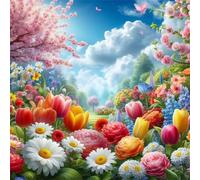 Jigsaw Puzzles For Adults 1000 Piece,65x65 cm puzzle for adults Educational Game Challenge Toy 1000 Pieces puzzles for Adult Home Decoration Puzzle (Spring Scenery Flowers)