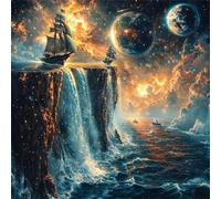 Jigsaw Puzzles For Adults 1000 piece,Fantasy Space Sailboat jigsaw puzzle 65x65 cm Educational Challenging puzzles,DIY Puzzles for Home Decoration Family Perfect Game