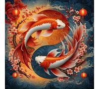 Jigsaw Puzzles For Adults 1000 piece,Japanese Koi Carp jigsaw puzzle 65x65 cm Educational Challenging puzzles,DIY Puzzles for Home Decoration Family Perfect Game